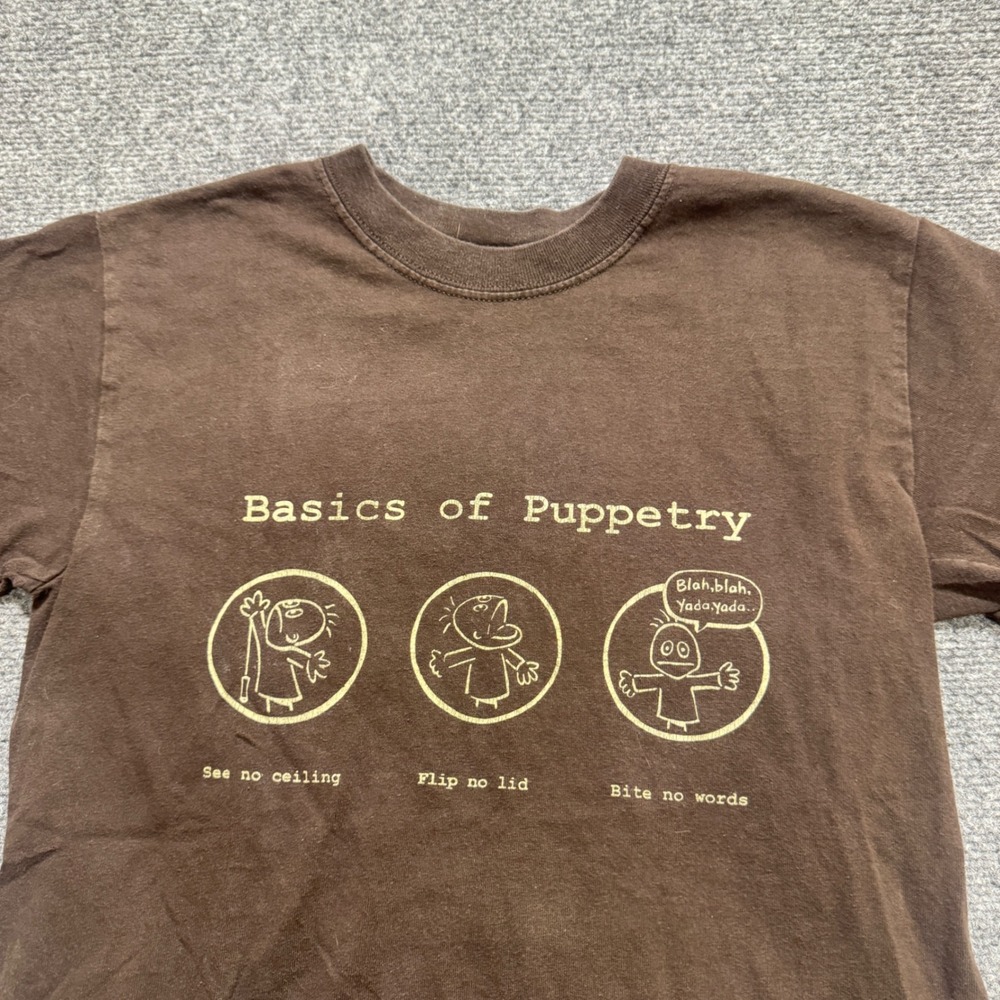 VTG Basics Of Puberty T-shirt men's S Brown Gildan Ultra Cotton 90s Y2K - Picture 5 of 5